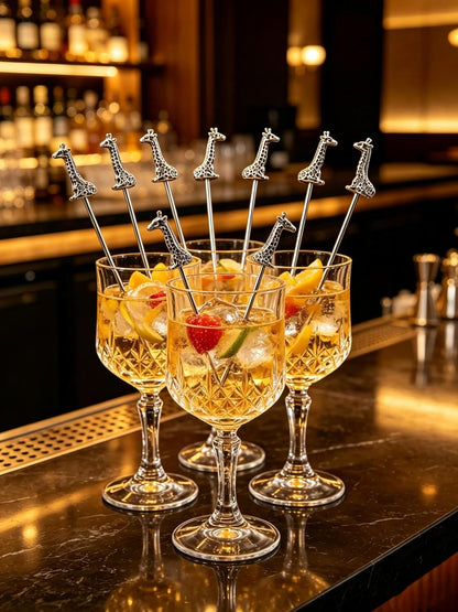 Homestia Stainless Steel Cocktail Picks, 4.7 Inch Reusable Martini Olive Picks, Metal Garnish Skewers for Drinks, Appetizers, Bloody Mary - Set of 6 Metal Cocktail Picks for Party Bar