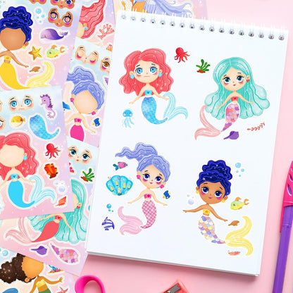24 Sheets 8.27''×5.9'' Make Your Own Stickers for Kids Toddlers, Make a Face Stickers Mix and Match with Unicorns Dinosaur Horse and Sea Animals for Kids Party Favors Activities