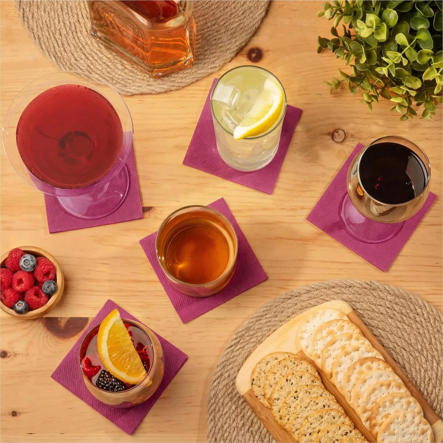 AH AMERICAN HOMESTEAD Cocktail Napkins-Disposable Beverage/Bar Napkins-White Linen-Like Square Napkins-Eco-Friendly & Compostable-Everyday Use, Party or Wedding 4.75inch x 4.75inch (100 Count, White)