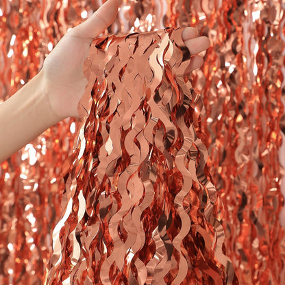 3 Pack Colorful Foil Fringe Curtain Backdrop - 6.6 x 3.3 ft Wavy Rainbow Tinsel Backdrop Curtain Metallic Streamers Iridescent Holiday Photo Booth Party Decorations