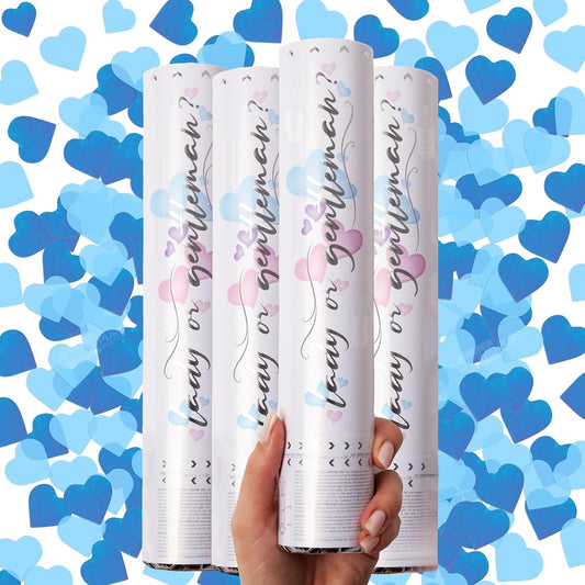 PrimePure Gender Reveal Confetti Cannon - Biodegradable Heart Shaped Confetti Poppers - Pink, 4 Pack - Baby Girl Gender Reveal Party Poppers - Pink Paper Baby Party Supplies Pop Gun