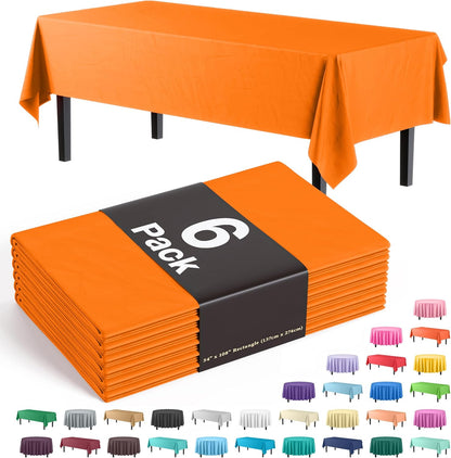 Exquisite Party Solids 6-Pack Premium Plastic Tablecloth 54in. x 108in. Rectangle Plastic Table Cover - Navy