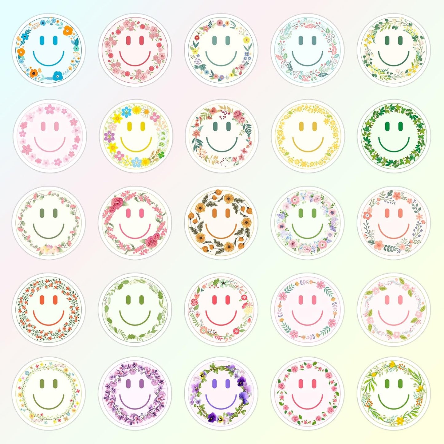 50PCS Smiling Stickers, Cute Water Bottle Stickers for Kids, for Teaching Rewards, Notebooks, Stationery, Luggage, Cartoon PVC Happy Stickers