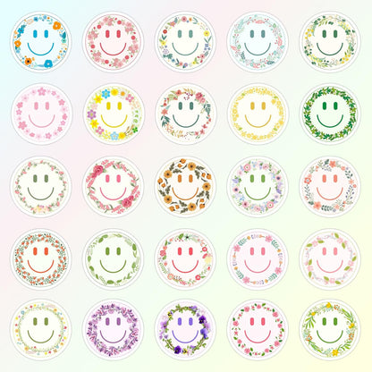 50PCS Smiling Stickers, Cute Water Bottle Stickers for Kids, for Teaching Rewards, Notebooks, Stationery, Luggage, Cartoon PVC Happy Stickers