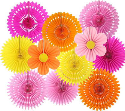 Party Hanging Paper Fans Decoration Set for Wedding Birthday Party Mother's Day Round Events Accessories Set of 8