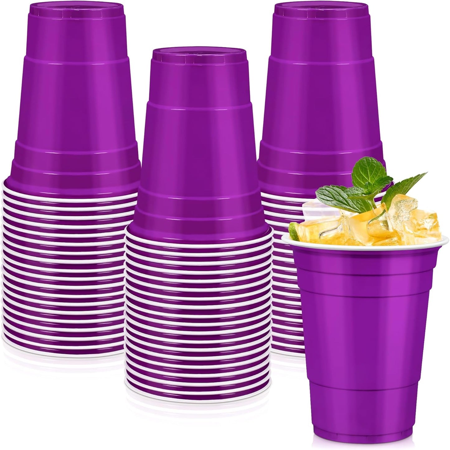 LANLISA 50 Gold Plastic Cups, 16 oz Disposable Cups, Drinking Cups For Birthday Party Supplies, Graduation, Thanksgiving Decorations, Harvest, Fall, New Years