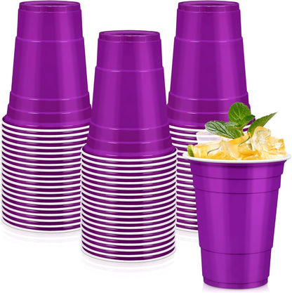 LANLISA 50 Gold Plastic Cups, 16 oz Disposable Cups, Drinking Cups For Birthday Party Supplies, Graduation, Thanksgiving Decorations, Harvest, Fall, New Years