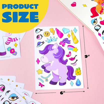 JOYIN 24 Sheets 9"x6" Make a face Stickers for Kids, Make Your Own Stickers with Unicorn, Dinosaur, Sea and Safari Animals, Party Favors Kids Crafts, Goodie Bags Stuffers Classroom Activities