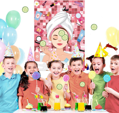 Pin The Crown on The Princess Party Games for Girls Princess Birthday Party with 24 Pcs Crowns, Large Princess Poster for Kids Girls Princess Birthday Party Princess Tea Party Decorations
