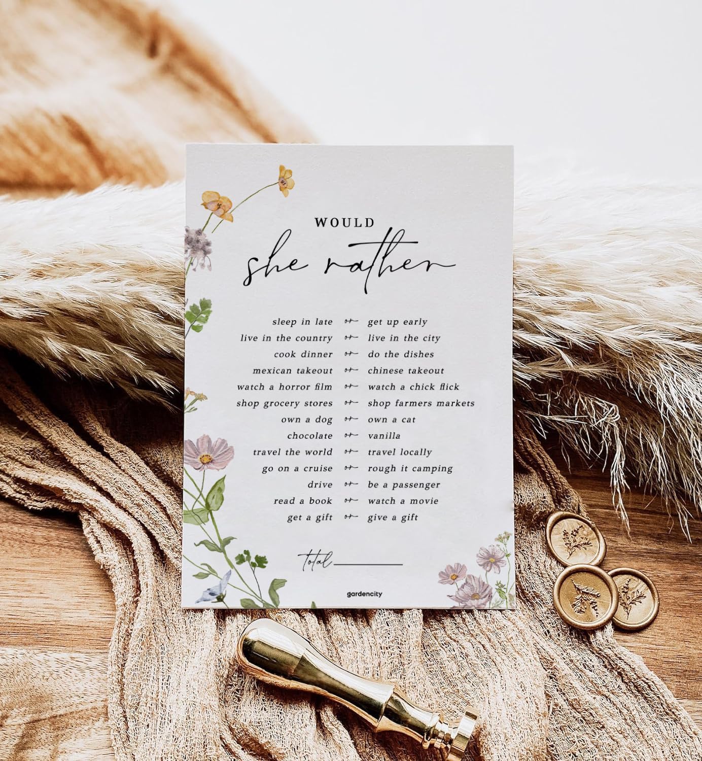GardenCity Find The Guest Bingo Game Cards, Bridal Shower Games, Baby Shower Bingo, Wedding Game, 50 Cards - Wildflower