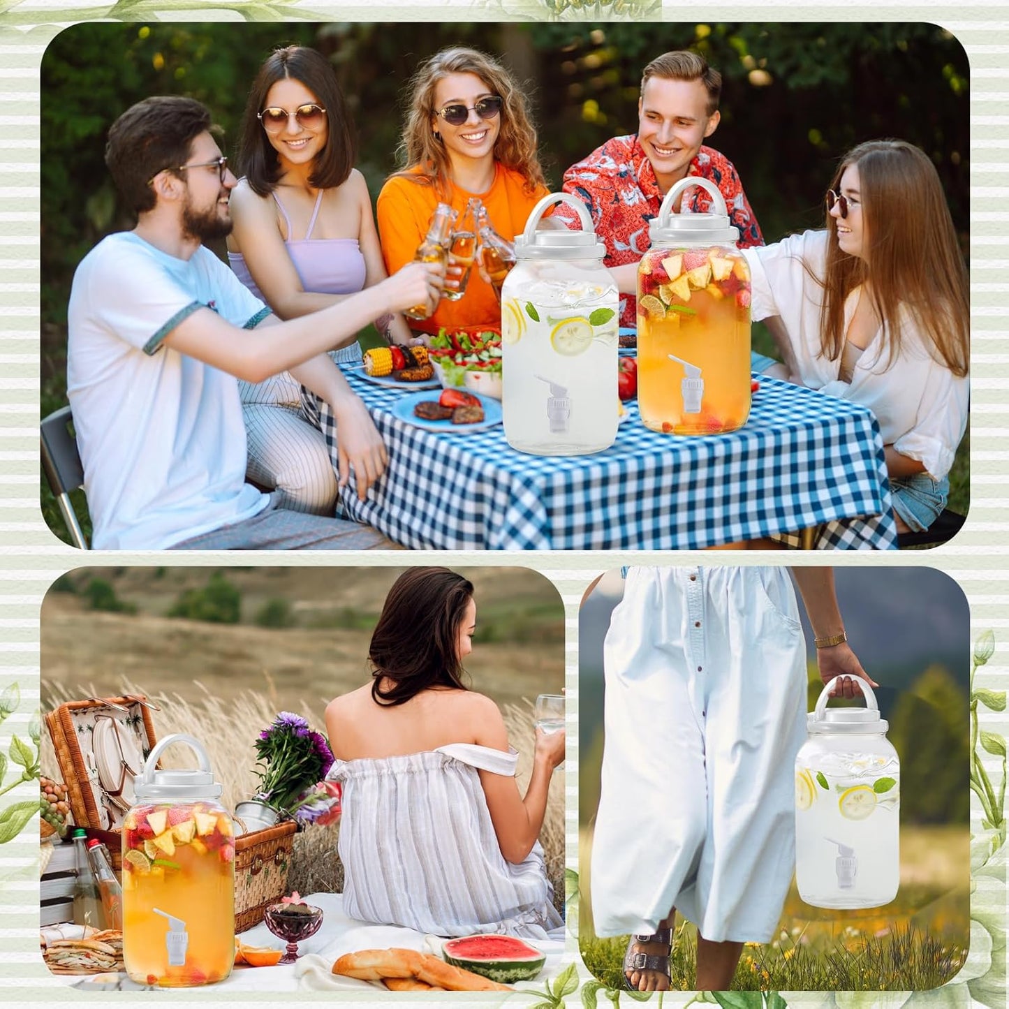 Havawish 2 Pcs 1 Gallon Plastic Beverage Dispenser with Spigot Clear Summer Kitchen Fridge Drink Dispenser for Parties Lemonade Juice Tea Beer Cold Water (Red,Cylinder)