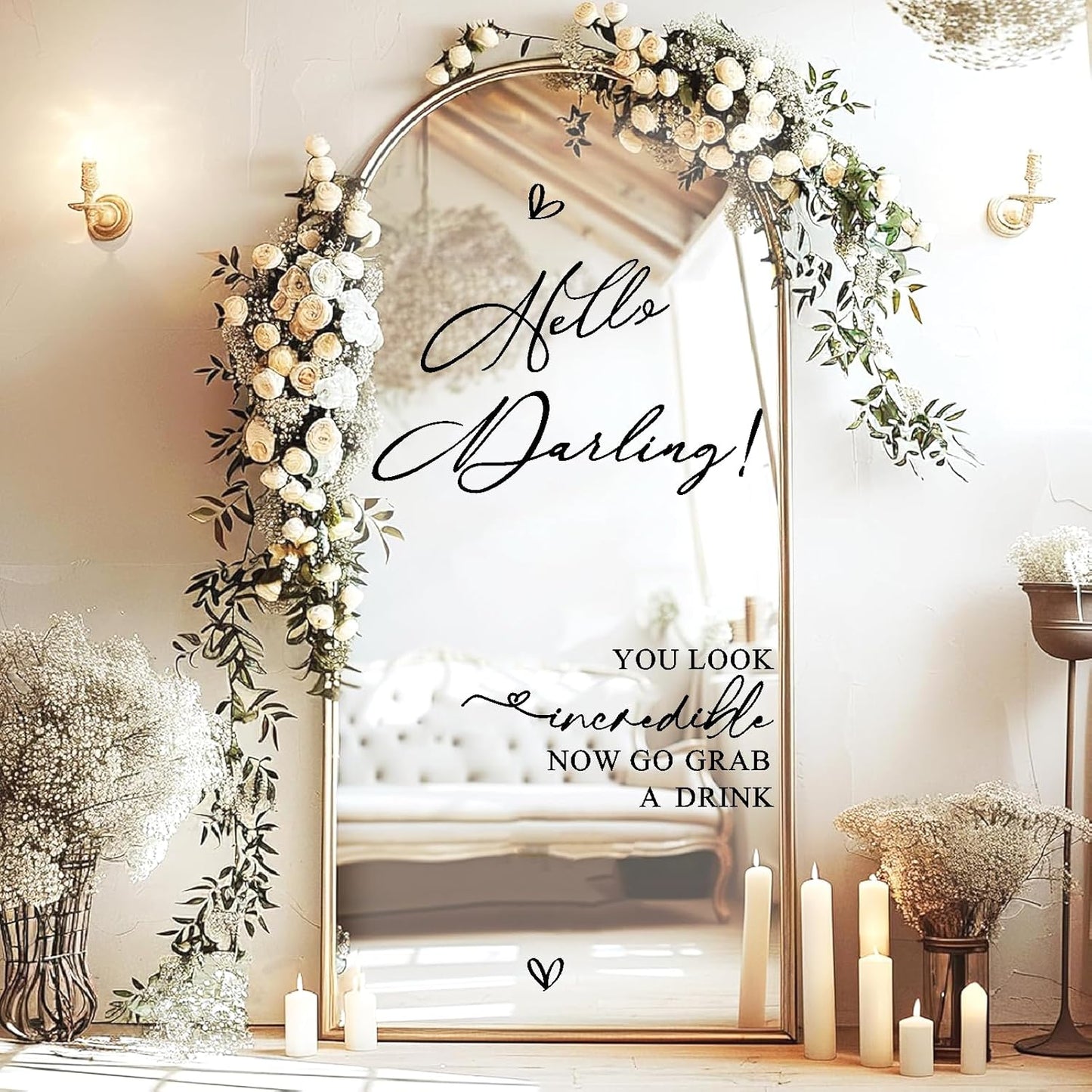 Custom Name Welcome to Our Wedding Signs Personalized Wedding Mirror Decals Selfie Mirror Decal for Wedding Entry Reception Display Golden Date Marriage DIY Vinyl Lettering Welcome Party Decoration