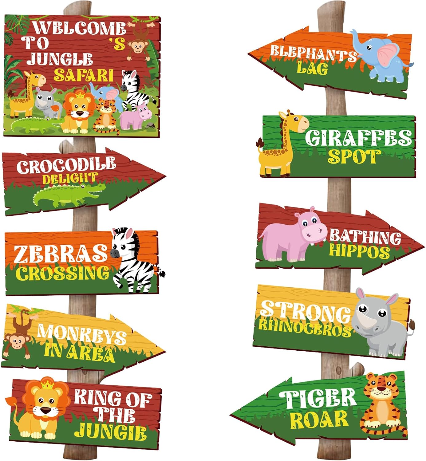 20 Pieces Safari Party Sign Welcome to Jungle Safari Theme Party Decorations Wild Animal Directional Signs for Classroom Zoo Wild Animal Birthday Decoration Supplies