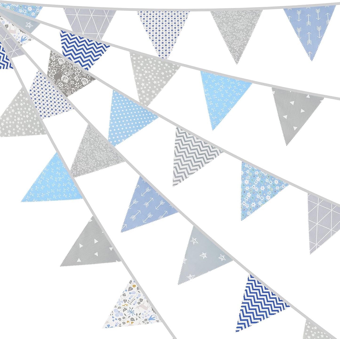 G2PLUS 39Ft Triangle Bunting Banner, 42Pcs Pink Floral Garland Pennant Banner, Reusable Cotton Triangle Flags Party Decoration for Birthday, Wedding, Garden Tea Party, Baby Shower, Room Decor