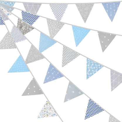 G2PLUS 39Ft Triangle Bunting Banner, 42Pcs Pink Floral Garland Pennant Banner, Reusable Cotton Triangle Flags Party Decoration for Birthday, Wedding, Garden Tea Party, Baby Shower, Room Decor