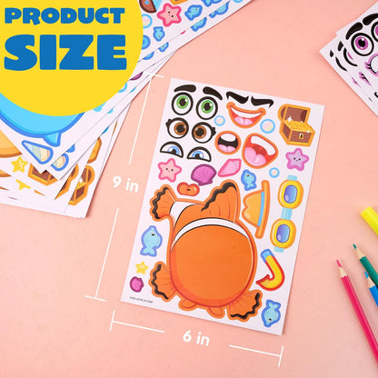 JOYIN 24 Sheets 9"x6" Make a face Stickers for Kids, Make Your Own Stickers with Unicorn, Dinosaur, Sea and Safari Animals, Party Favors Kids Crafts, Goodie Bags Stuffers Classroom Activities