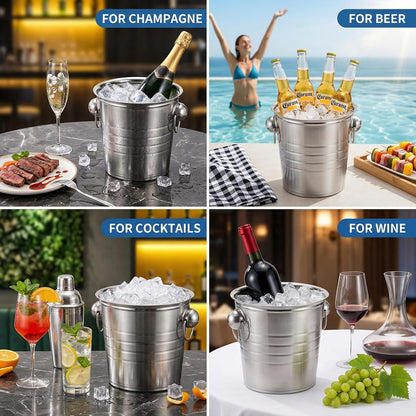 ZENFUN 2 Pack 3 Quart Ice Bucket with Handles, Beverage Tub with Handles, Galvanized Metal Ice Bucket, Drink and Wine Chiller for Bar, Party, BBQ, Great for Indoor and Outdoor Use