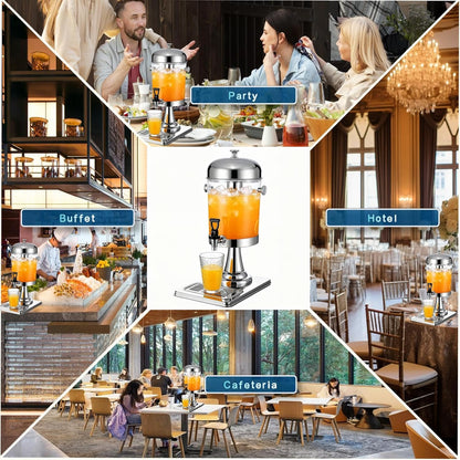 2.2 Gallon Drink Dispensers for Parties, Beverage Dispenser with Stand and Ice Shovel, Commercial Hot Cold Juice Dispenser for Parties, Wedding, Hotel Buffet, Banquet, Restaurant (8 L)