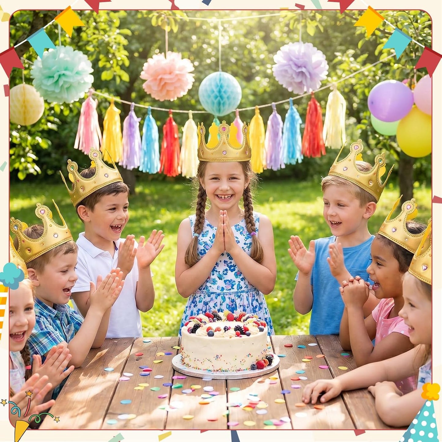 Yaomiao 66 Pieces Foam Princess Tiaras DIY Crowns Kids Party Favors Craft Crystal Diamond Sticker Girls Making Your Own Tiara (Gold)