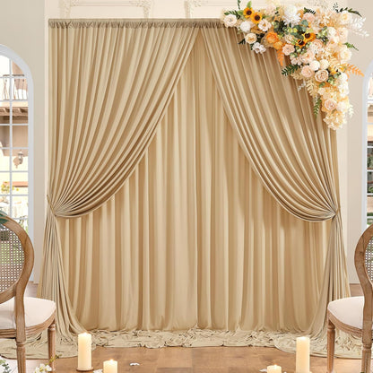 10ftx10ft Black Backdrop Curtains for Weddings Parties, Wrinkle Free 2 Panels Silky Polyester Photo Backdrop Drapes Back Drop Cloth Drapery for Birthday Mother'sDay Photography Background