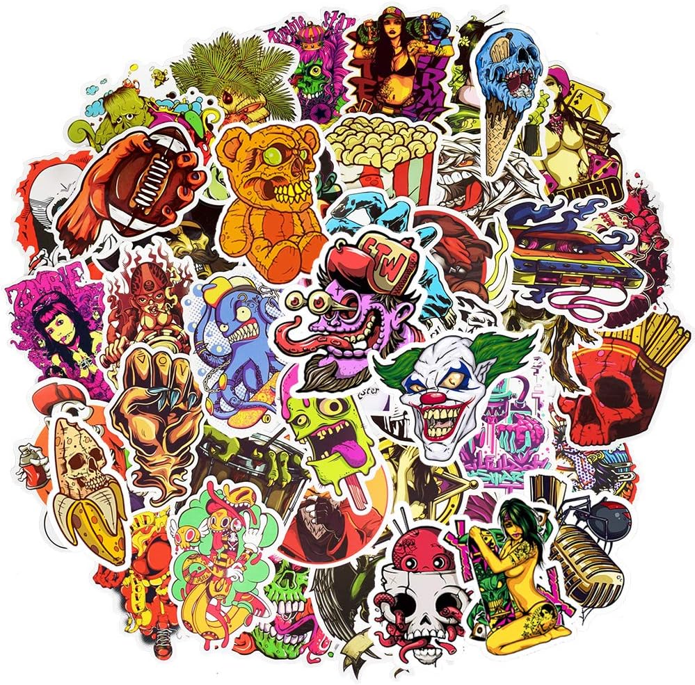 QTL Neon Stickers for Teens & Students Prizes, Waterproof Vinyl Party Favor Stickers, School Rewards, Water Bottle and Laptop, 50PCS - Colors B