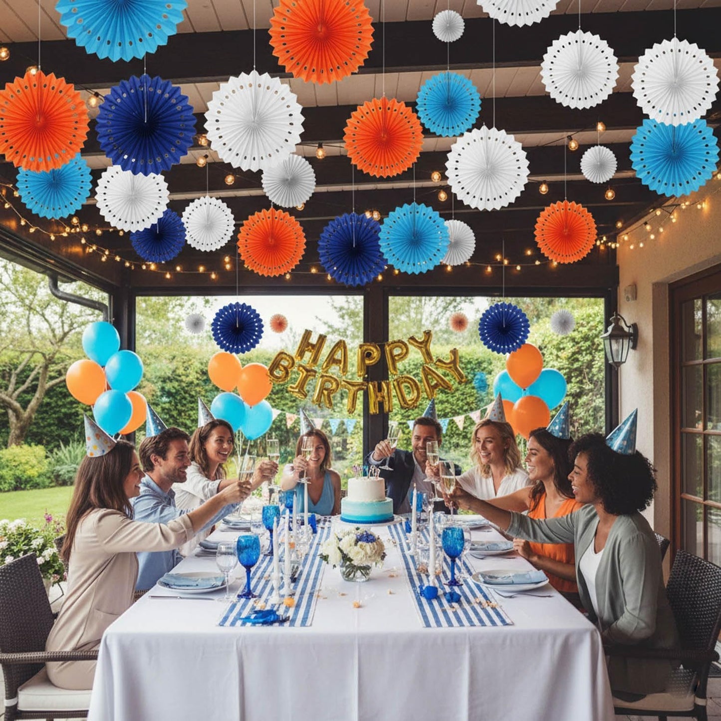 12PCS Colourful Paper Fans Party Decorations,Rainbow Hanging Ceiling Honeycomb Round Tissue Paper Fans for Mexican Engagement Fiesta Cinco De Mayo Party Decorations