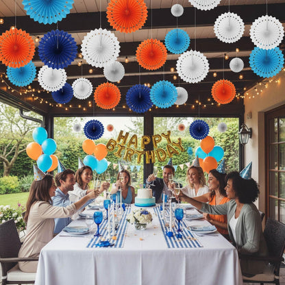 12PCS Colourful Paper Fans Party Decorations,Rainbow Hanging Ceiling Honeycomb Round Tissue Paper Fans for Mexican Engagement Fiesta Cinco De Mayo Party Decorations
