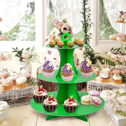 Soleebee 3-Tier Round Cupcake Stand, Cardboard Cupcake Tower, Dessert Cup Cake Stand Tower for Birthday Wedding Party Decoration, Cupcake Tier Stand 1 Set (Hot Pink)