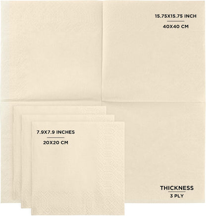 Black Beverage Napkins (300 Count) 2-Ply Disposable Cocktail Napkins for Bar, Weddings, Parties, Events, Premium Quality and EU Made