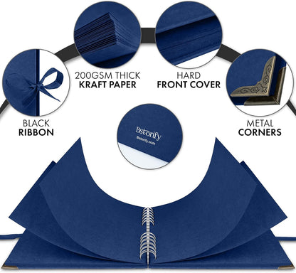 Bstorify Scrapbook Album 60 Pages (8 x 8 Inch) Brown Thick 200gsm Kraft Paper, Photo Album Scrapbook, Memory Book - Ideal for Your Scrapbooking Albums Art & Craft Projects