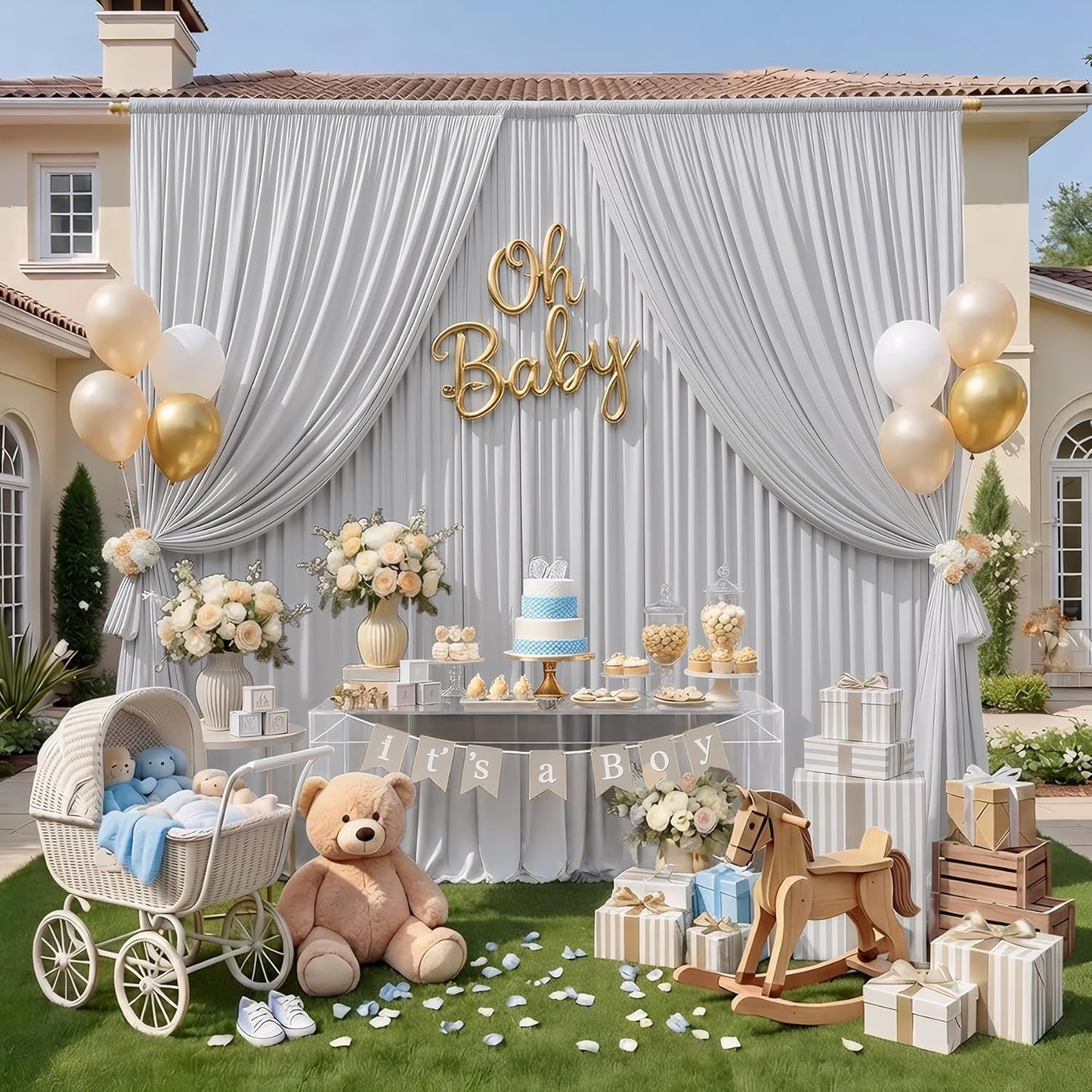 10ftx10ft Black Backdrop Curtains for Weddings Parties, Wrinkle Free 2 Panels Silky Polyester Photo Backdrop Drapes Back Drop Cloth Drapery for Birthday Mother'sDay Photography Background