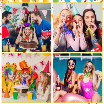 24 Pack Metallic Fringe Party Blowers - Kids Party Noise Makers,Party Blowers for Kids,Horns & Whistles for Graduations,Weddings,Birthdays,Family Gatherings and Sporting Events