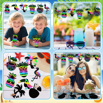 JULMELON 36 PCS Ocean Crafts, Rainbow Scratch Art Under The Sea Party Favors DIY Magic Color Summer Ocean Animals Scratch Cards for Summer Party Favors School Activities