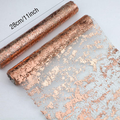 Snowkingdom 2 Pieces Gold Table Runner, Sequin Glitter Foil Metallic Thin Mesh Runner Roll 11"x108", Gold Table Decorations for Event Party, Wedding, Birthday Party, Christmas