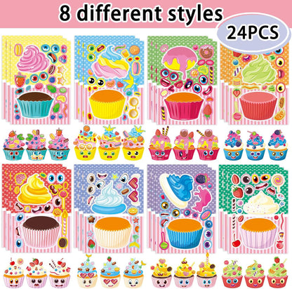 24 Sheets 8.27''×5.9'' Make Your Own Stickers for Kids Toddlers, Make a Face Stickers Mix and Match with Unicorns Dinosaur Horse and Sea Animals for Kids Party Favors Activities