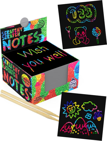 PURPLE LADYBUG Scratch Art for Kids - 150 Rainbow Scratch Art Mini Notes Arts and Craft Supplies, Crafts for Kids Ages 4-12, Mothers Day Note Cards, Kid Summer Activities for Camping & Summer Crafts