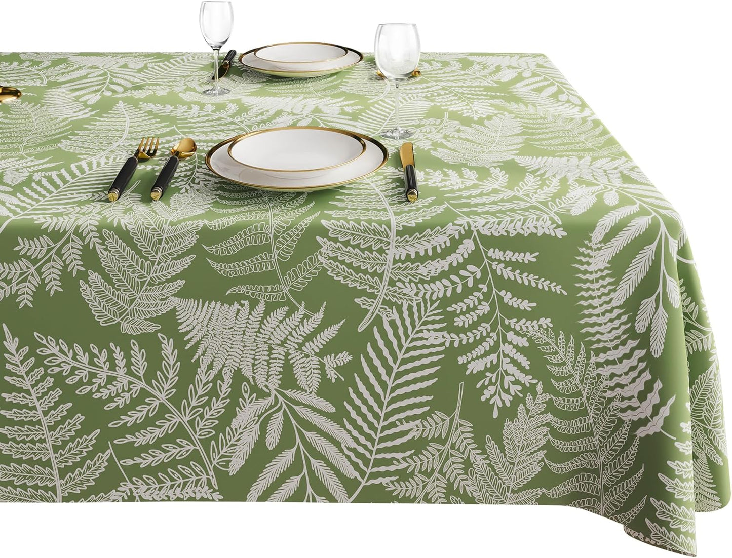 Rectangle Table Cloth,100% Waterproof Tablecloth Oil Proof Spill Proof Vinyl Table Cloth, Wipe Clean Plastic Table Cover for Dining, Camping, Indoor and Outdoor 52" x 70",Leaves