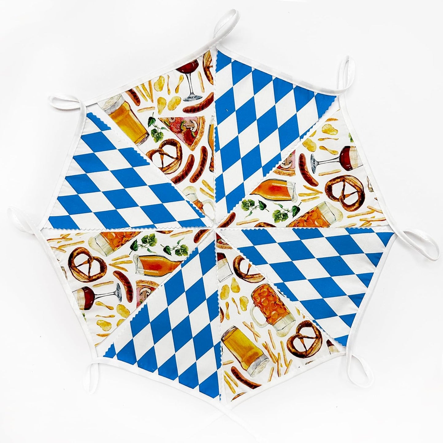 32Ft Dusty Blue Party Decorations Retro Blue Gingham Triangle Banner Flag Pennant Fabric Garland Streamers for Nautical Wedding Birthday Ahoy Achor Bridal Baby Shower Under The Sea Decor Supplies