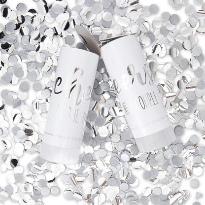 Sparkle and Bash Wedding Confetti Wands - 1.5 x 4.2 In, 20 Pack, Silver & White - Metallic Foil Dispenser for Send Off, Bridal Shower, Reception & Engagement Party