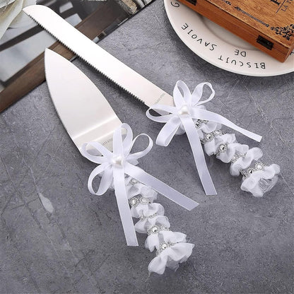 Wedding Cake Knife and Server Set - Vintage Design Stainless Steel Cake Cutter Set - Gifts for Wedding Anniversary Party Celebration