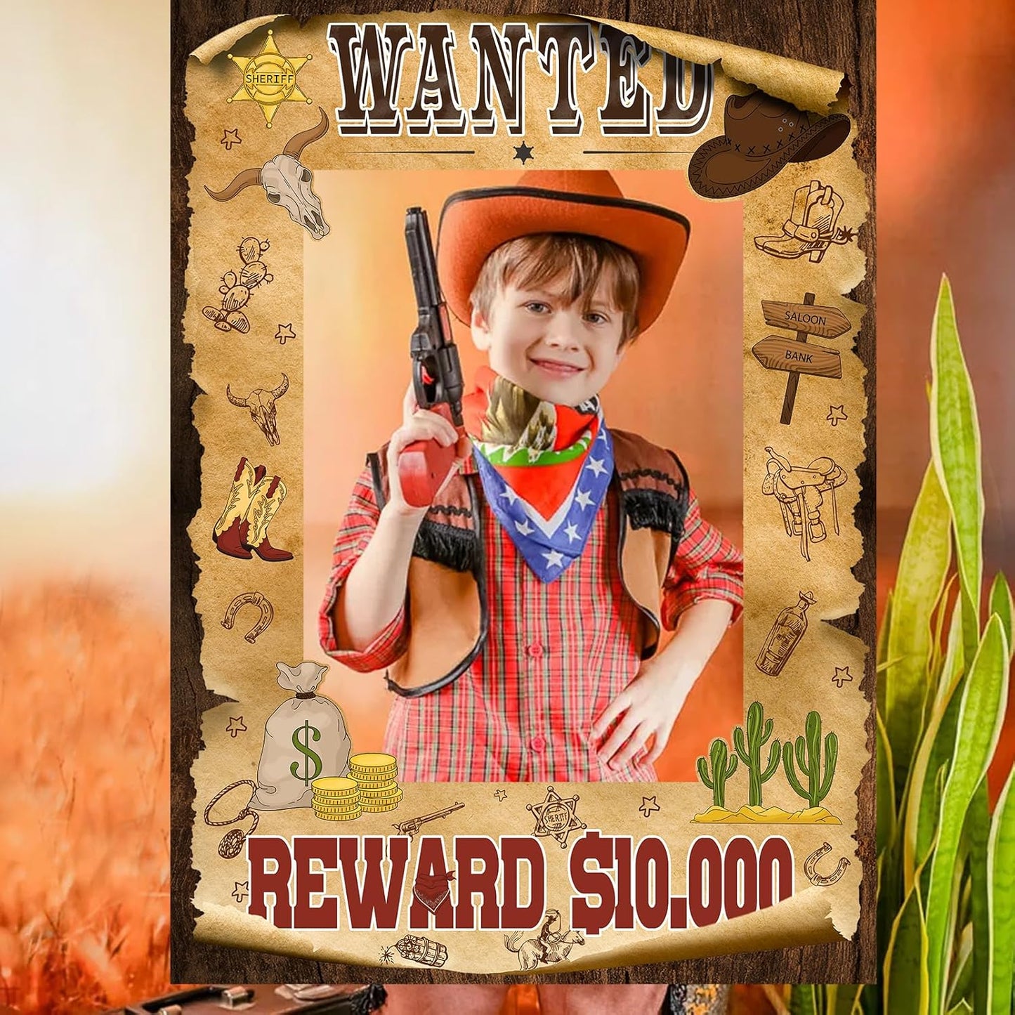 West Wanted Photo Booth Props Selfie Frames & 25 Pieces Western Photo Booth Props, Wild West Themed Party Decoration, West Cowboy Theme Party Supplies, Cowgirl Bachelorette Party
