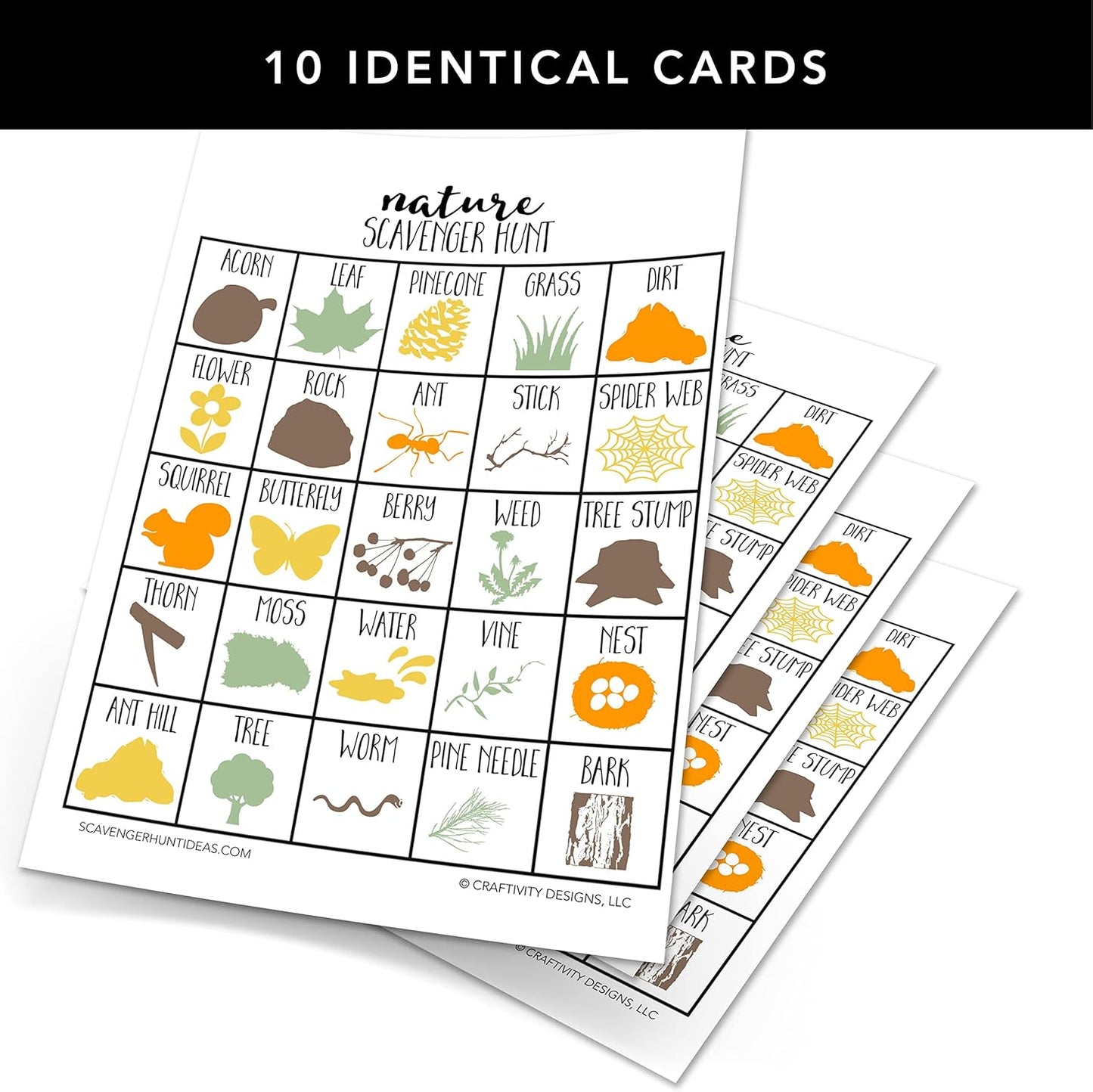 Nature Scavenger Hunt Games for Kids, Outdoor, Birthday Party, Road Trip, Travel Activities, Includes 10 Dry Erase Markers and Cards, Family Game Night
