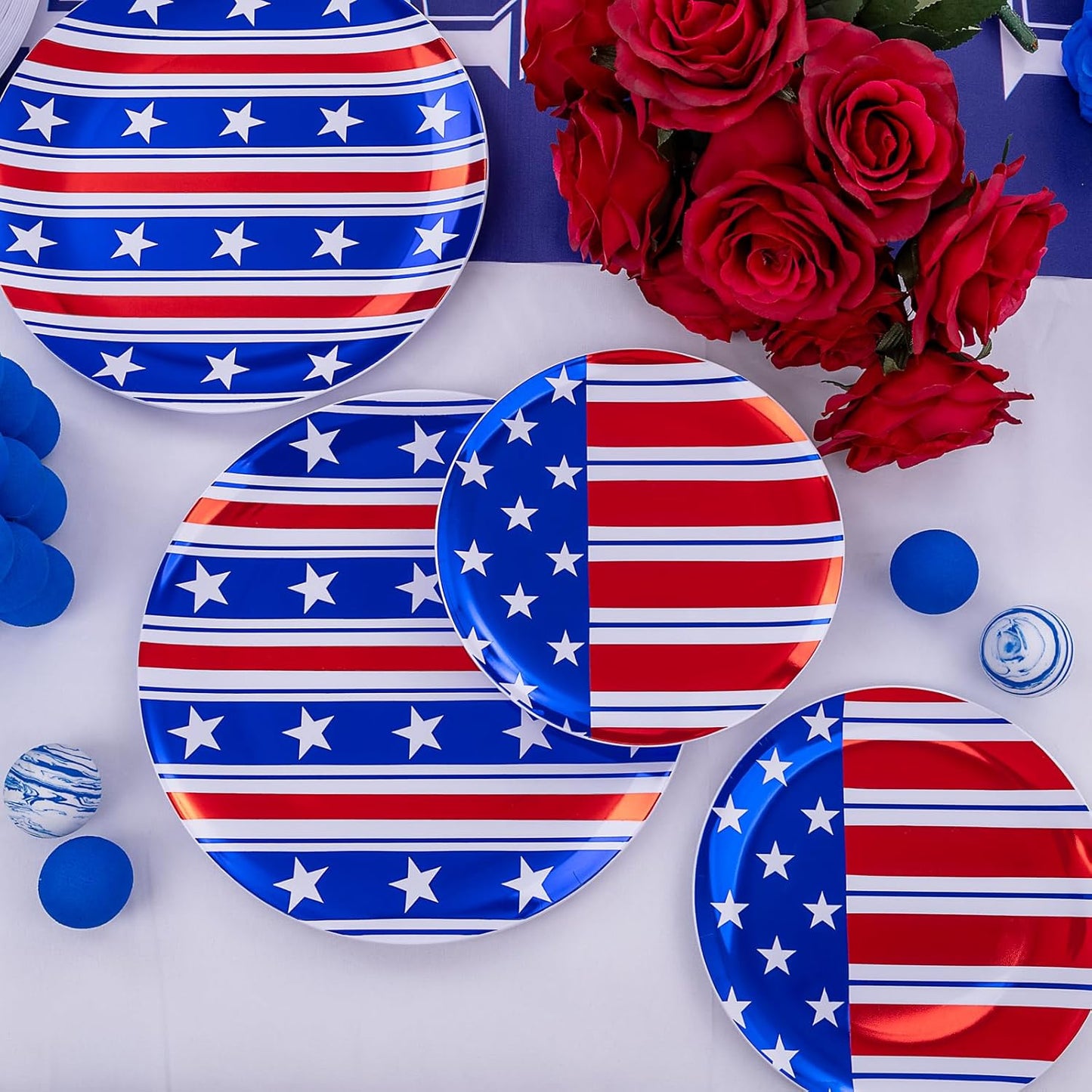 FLOWERCAT 60PCS White Plastic Plates - Heavy Duty White Disposable Plates for Mother's Day/Birthday Party/Wedding -serve for 30 guests Include 30PCS 10.25" & 30PCS 7.5" Plates for Party