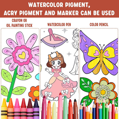 2PCS Children's Drawing Roll, Coloring Paper Roll for Kids Gift, 120 * 11.8 Inches DIY Painting Drawing Paper Roll, Sticky Drawing Paper Roll, Early Educational Toys for Kids (Animal World)