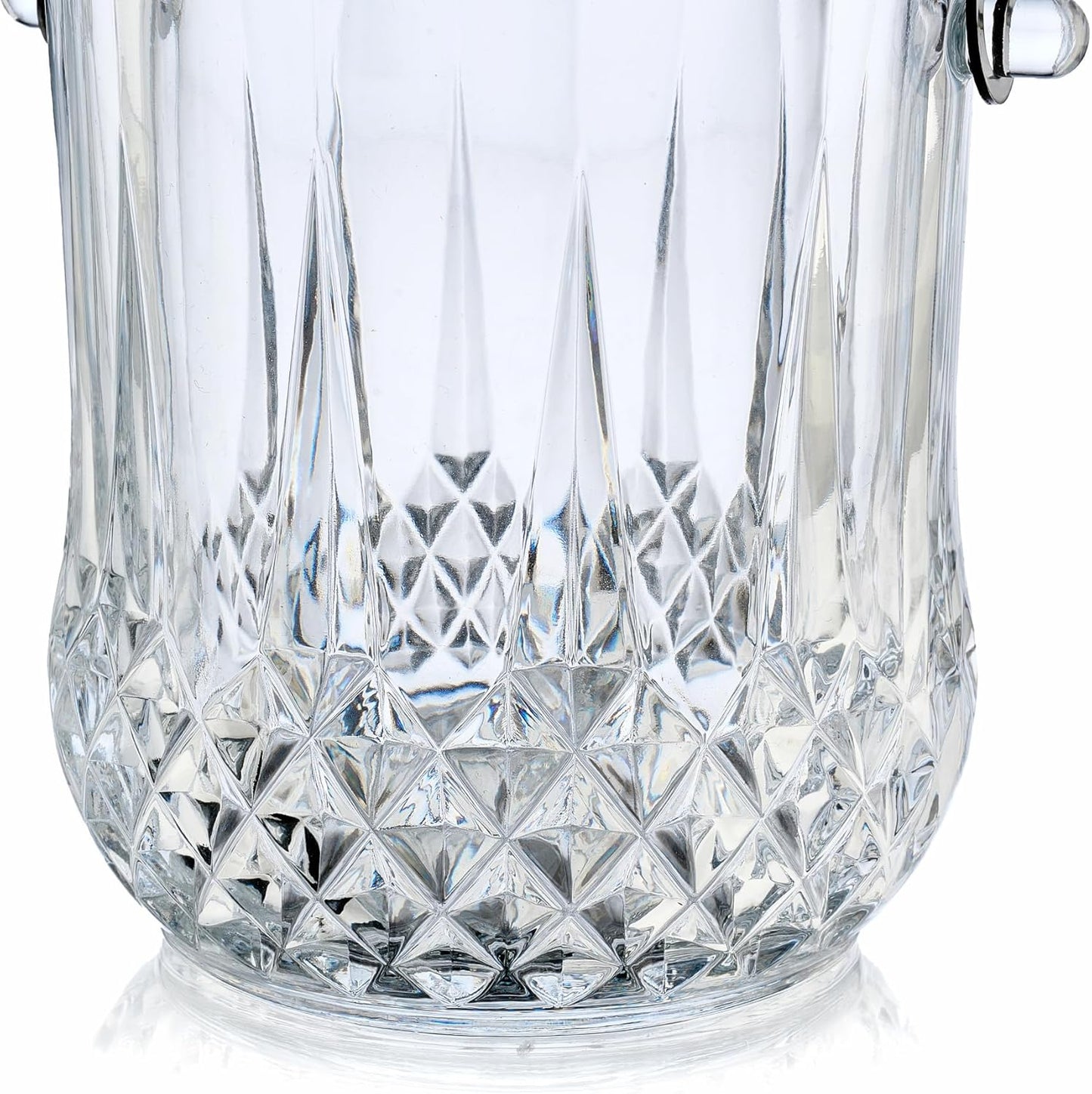 Glass Ice Bucket with Handle and Stainless Steel Tongs - Glass Ice Buckets for Party,Wine, Beer, Champagne, Cocktail Bar, Mini & Portable, 1000ml