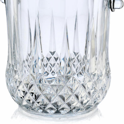 Glass Ice Bucket with Handle and Stainless Steel Tongs - Glass Ice Buckets for Party,Wine, Beer, Champagne, Cocktail Bar, Mini & Portable, 1000ml