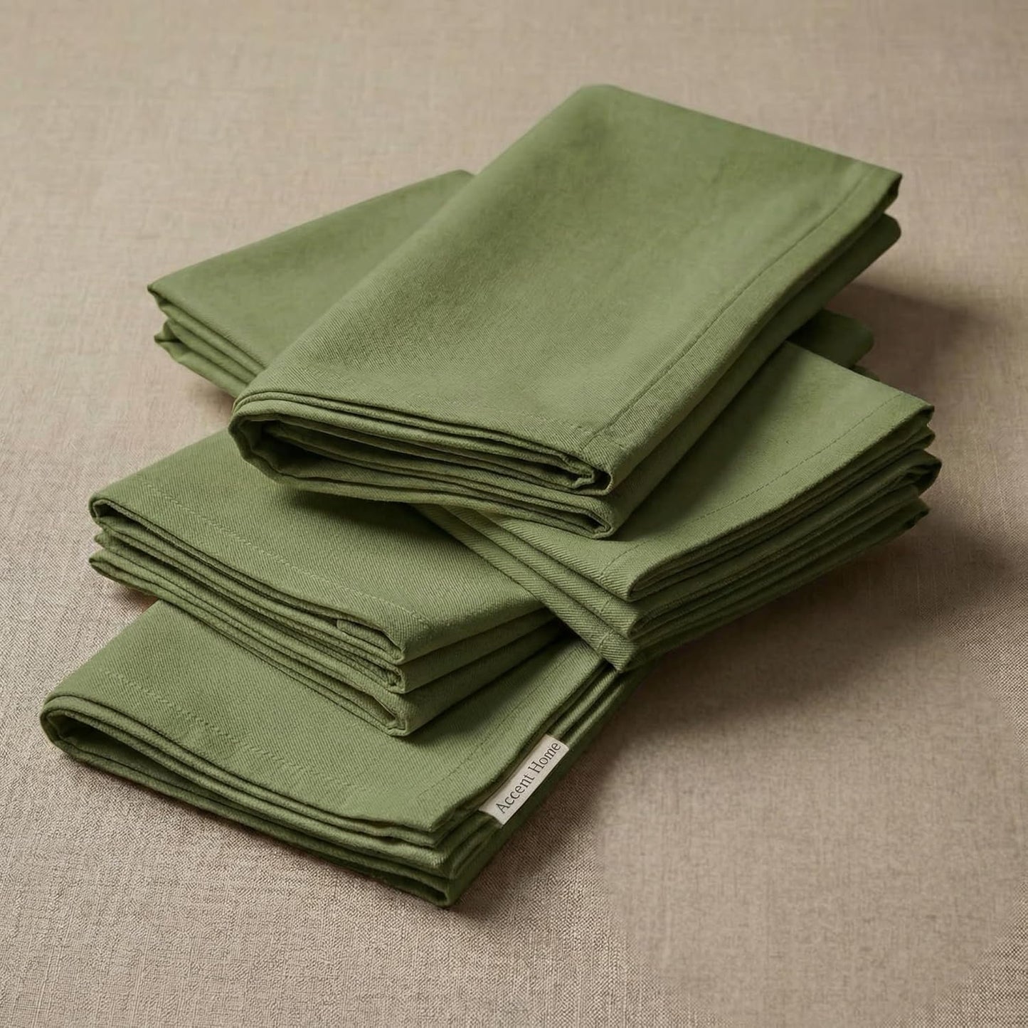 ACCENTHOME Natural Cotton Linen Napkin Set of 12 18x18 inch Dinner Napkins - Washable Soft Premium Hotel Quality Reusable Hemmed Edges Napkins Perfect Table Linens for Family Dinners, Weddings