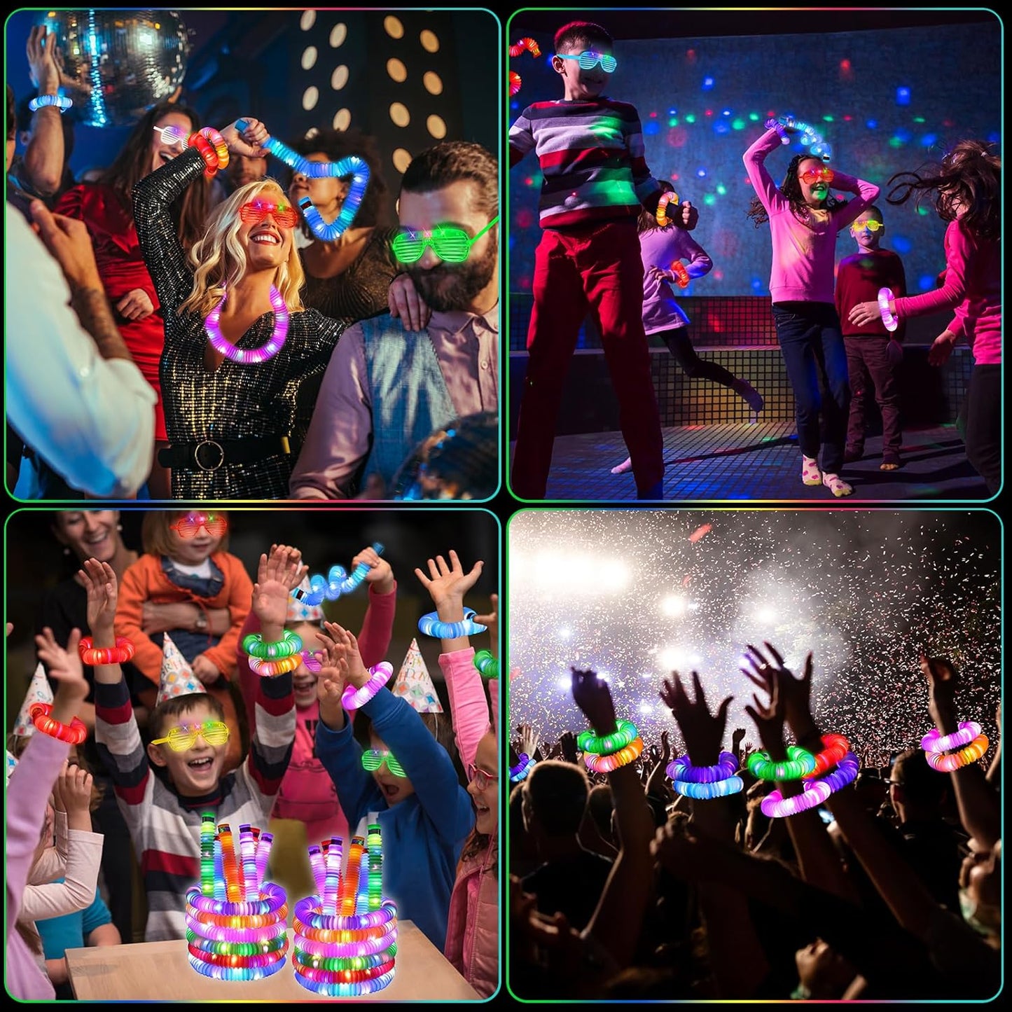Oleitodh Glow in the Dark Party Supplies Set Bulk Neon Party Favor Toys Includes 30 Led Light up Glasses 10 Color 30 Light up Foam Sticks Bulk for Disco Wedding Birthday Concert Halloween Raves Party