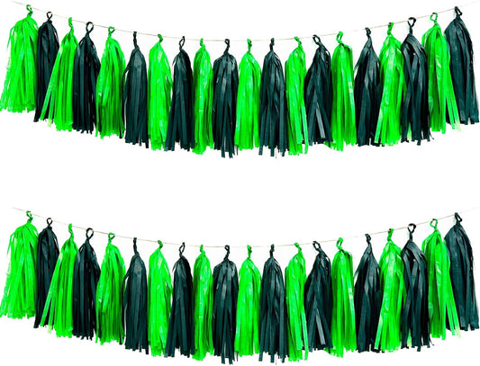 Blue Tassel Garland,Tissue Tassel Banner for Baby Showe Boy Party Decorations,Pack of 15