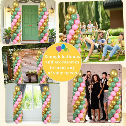 2 Set Black and Gold Balloons Column Stand Kit with 100 Balloons Adjustable Balloon Stand with Bases for Floor Black Gold Confetti Balloon Column Kit for Bridal Shower Valentine Birthday Party Decor